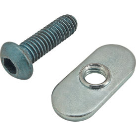 80/20® M6 x 20mm Blue BHSCS with Slide-In Economy T-Nut - Centered Thread Bright Zinc 75-3407