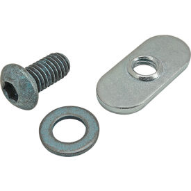 80/20® M6 x 12mm Blue BHSCS with Washer & Slide-In Economy T-Nut - Centered Thread Bright Zinc 75-3408