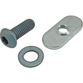 80/20® M6 x 16mm Blue BHSCS with Washer & 3859 Economy T-Nut - Centered Thread Bright Zinc 75-3409