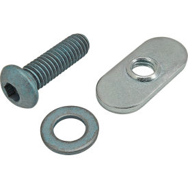 80/20® M6 x 20mm Blue BHSCS with Washer & Slide-In Economy T-Nut - Centered Thread Bright Zinc 75-3410