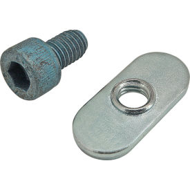 80/20® M6 x 10mm Blue SHCS with Slide-In Economy T-Nut - Centered Thread Bright Zinc 75-3411
