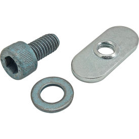 80/20® M6 x 12mm Blue SHCS with Washer & Slide-In Economy T-Nut - Centered Thread Bright Zinc 75-3419