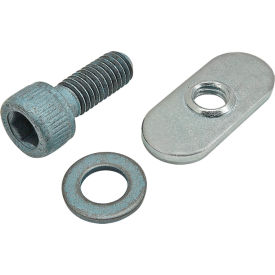 80/20® M6 x 16mm Blue SHCS with Washer & Slide-In Economy T-Nut - Centered Thread Bright Zinc 75-3420