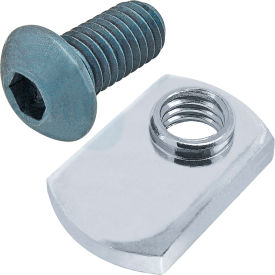 80/20® M8 x 16mm Blue BHSCS with Slide-In Economy T-Nut - Offset Thread Bright Zinc 75-3422