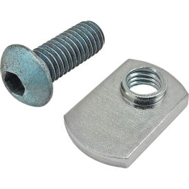 80/20® M8 x 20mm Blue BHSCS with Slide-In Economy T-Nut - Offset Thread Bright Zinc 75-3423