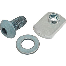 80/20® M8 x 16mm Blue BHSCS with Washer & Slide-In Economy T-Nut - Offset Thread Bright Zinc 75-3425