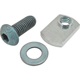 80/20® M8 x 20mm Blue BHSCS with Washer & Slide-In Economy T-Nut - Offset Thread Bright Zinc 75-3426