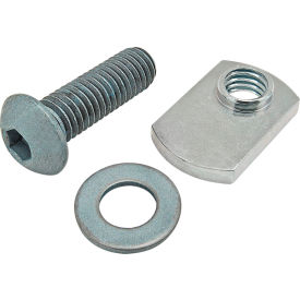 80/20® M8 x 25mm Blue BHSCS with Washer & Slide-In Economy T-Nut - Offset Thread Bright Zinc 75-3427
