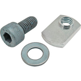 80/20® M8 x 16mm Blue SHCS with Washer & Slide-In Economy T-Nut - Offset Thread Bright Zinc 75-3432