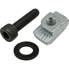 80/20® M5 x 20mm Black SHCS with Washer & Standard Drop-In T-Nut Bright Zinc 75-3481