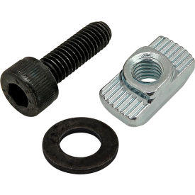 80/20® M5 x 16mm Black SHCS with Washer & Standard Drop-In T-Nut Bright Zinc 75-3483