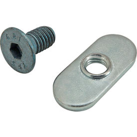 80/20® M6 x 12mm Blue FHSCS with Slide-In Economy T-Nut - Centered Thread Bright Zinc 75-3507
