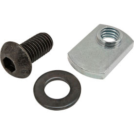 80/20® M8 x 16mm Black BHSCS with Washer & Slide-In Economy T-Nut - Offset Thread Bright Zinc 75-3528