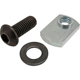 80/20® M8 x 20mm Black BHSCS with Washer & Slide-In Economy T-Nut - Offset Thread Bright Zinc 75-3529