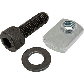 80/20® M8 x 25mm Black SHCS with Washer & Slide-In Economy T-Nut - Offset Thread Bright Zinc 75-3536