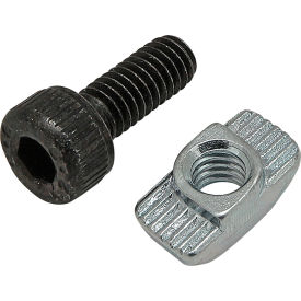 80/20® M4 x 10mm Black SHCS with M4 Standard Drop-In T-Nut Bright Zinc 75-3556
