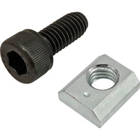 80/20® M6 x 14mm Black SHCS with 10 Series M6 Standard Drop-In T-Nut Bright Zinc 75-3592