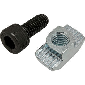80/20® M6 x 14mm Black SHCS with 45 Series M6 Standard Drop-In T-Nut Bright Zinc 75-3594