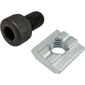 80/20® M8 x 12mm Black SHCS with Self-Aligning Slide-In T-Nut Bright Zinc 75-3624