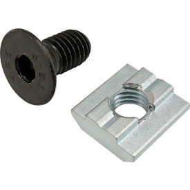 80/20® M8 x 16MM Black FHSCS with Self-Aligning Slide-In T-Nut Bright Zinc 75-3629