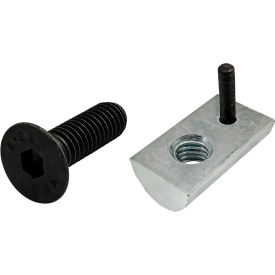 80/20® M6 x 20MM Black FHSCS with 40 Series M6 X 10 Drop with T-Nut w/Flex Handle Bright Zinc 75-3654