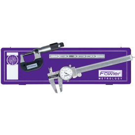 Fowler 52-095-007-0 3-Piece Dial Caliper Micrometer & Steel Rule Toolmakers Universal Measuring Set 52-095-007-0