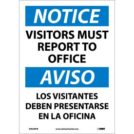 Bilingual Vinyl Sign - Notice Visitors Must Report To Office ESN369PB