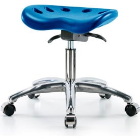 Blue Ridge Ergonomics Tractor Sit-Stand Desk Height Stool with Casters Polyurethane Seat Blue PTDHSO-CR-CC-BLU