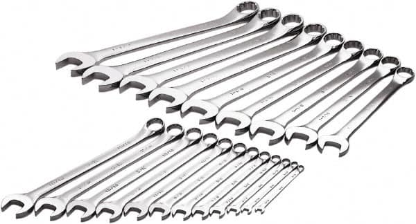 Combination Wrench Set: 21 Pc, 1/4 to 1-1/2