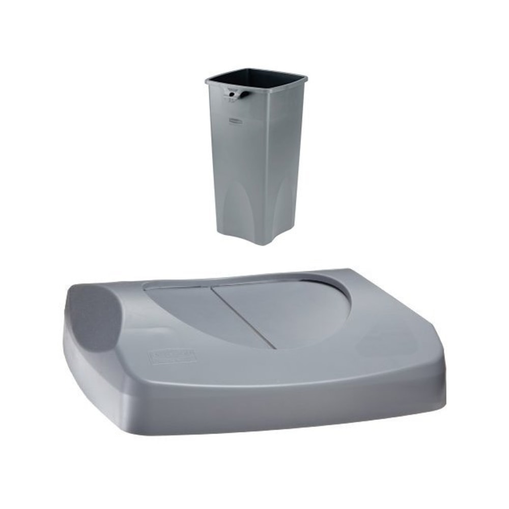 Rubbermaid Commercial Untouchable Plastic Swing Top Lid, 16in x 4in, Black MPN:FG268988 BLA