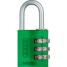 ABUS Anodized Aluminum Resettable 3-Dial Combination Lock 145/30 C - Green 14535 - Pkg Qty 6