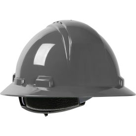 Kilimanjaro Full Brim Hard Hat HDPE Shell Vented 4-Pt Suspension Ratchet Adjustment Dark Gray 280-HP641RV-14