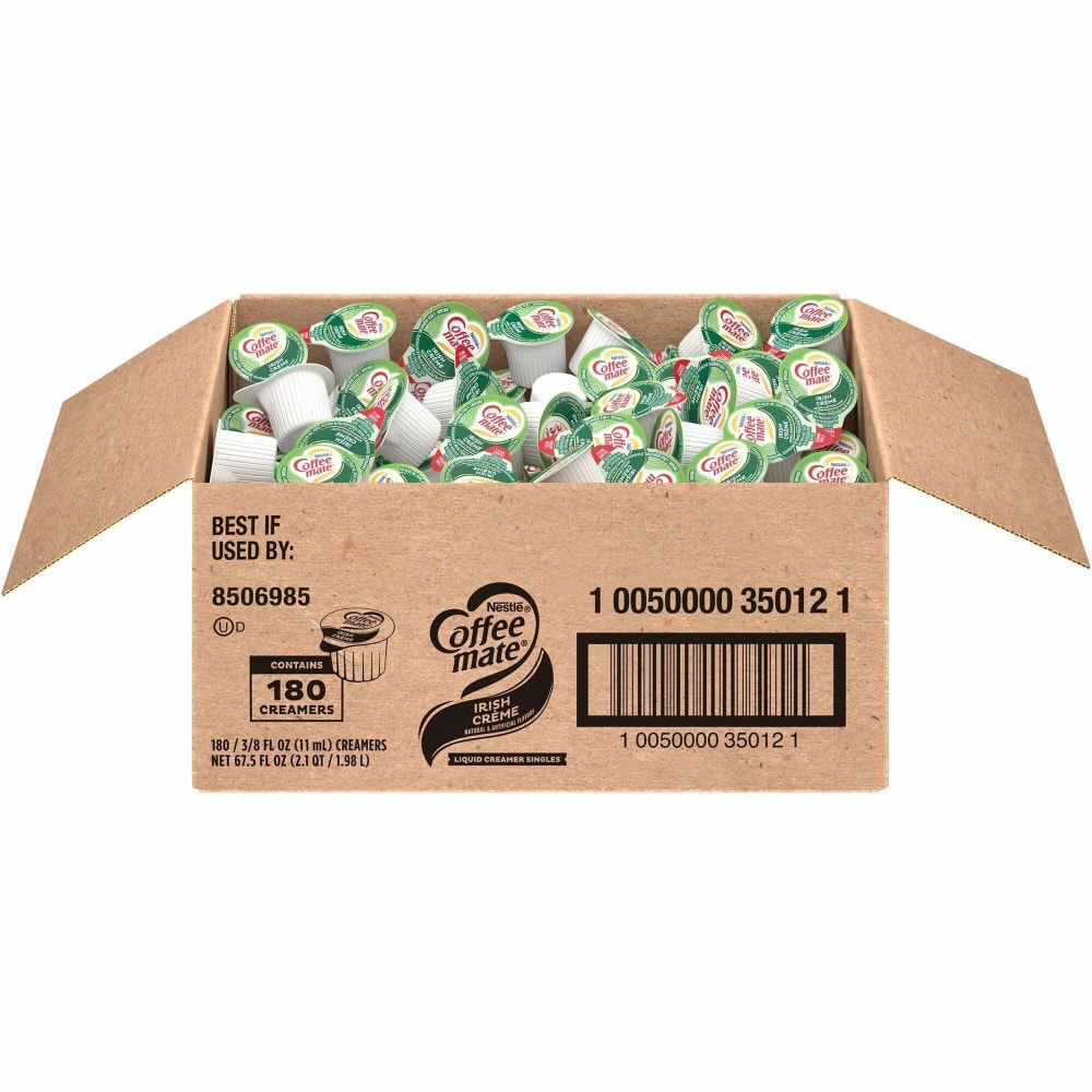 Coffee mate Irish Creme Nondairy Liquid Creamer Singles - Irish Cream Flavor - 0.38 fl oz (11 mL) - 180 / Carton MPN:35012