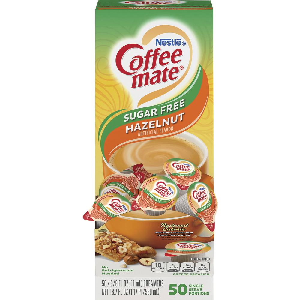 Nestle Coffee mate Sugar Free Hazelnut Creamer Singles, 0.38 Oz, Box Of 50 Singles MPN:NES98468