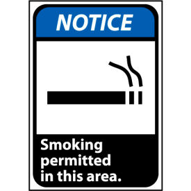 Notice Sign 10x7 Rigid Plastic - Smoking Permitted In This Area NGA3R