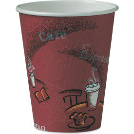 SOLO® Paper Hot Drink Cups In Bistro® Design 8 oz. Capacity Maroon 50/Pack 378SI-0041