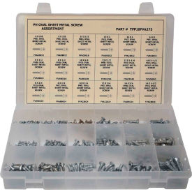 275 Piece Sheet Metal (Tapping) Screw Assortment - #6 to #14 - Phillips Oval Head - Steel - Zinc TFP18FVA275