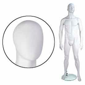 Male Mannequin - Oval Head Arms by Side Legs Bent - Cameo White GEN-1H-OV