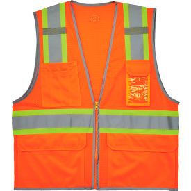 Ergodyne GloWear 8246Z-S Two-Tone Mesh Hi-Vis Safety Vest Class 2 Single Size S Orange 24572