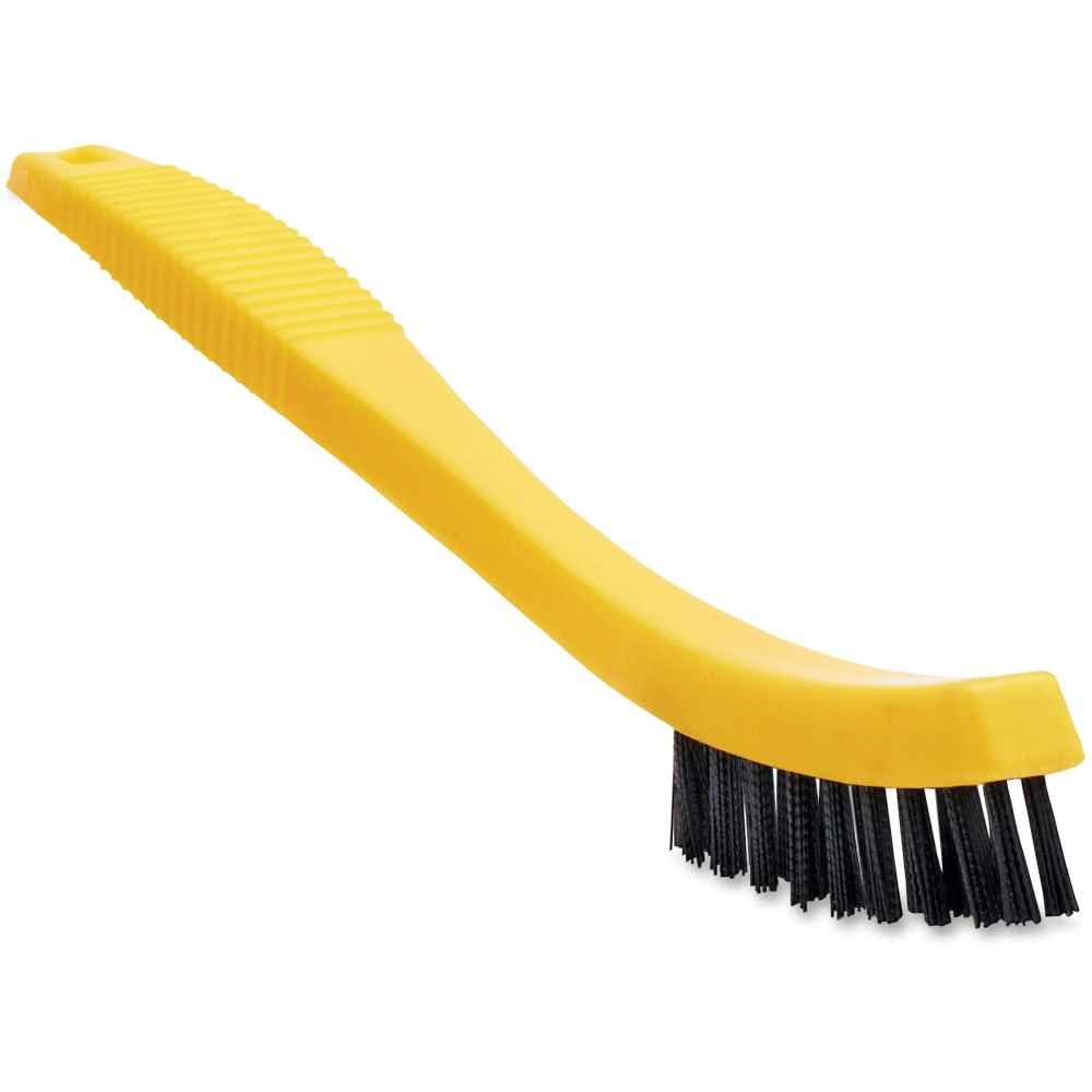 Rubbermaid Commercial Tile/Grout Brush - 0.80in Plastic Bristle - 8.5in Overall Length - Black, Yellow - 12 / Carton MPN:9B5600BKCT