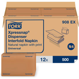 Tork® Xpressnap Interfold Dispenser Napkins 1-Ply 13 x 8.5 Natural 500/Pack Pack of 12 908EX
