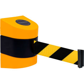 Tensabarrier Magnetic Wall Mount Retractable Belt Barrier 24' Black/Yellow Belt Yellow Case 897-24-M-35-NO-D4X-D