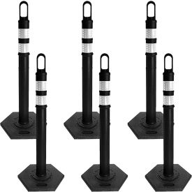 Mr. Chain® Delineator with Reflective Stripe Hexagonal Base Black Pack of 6 03-6782