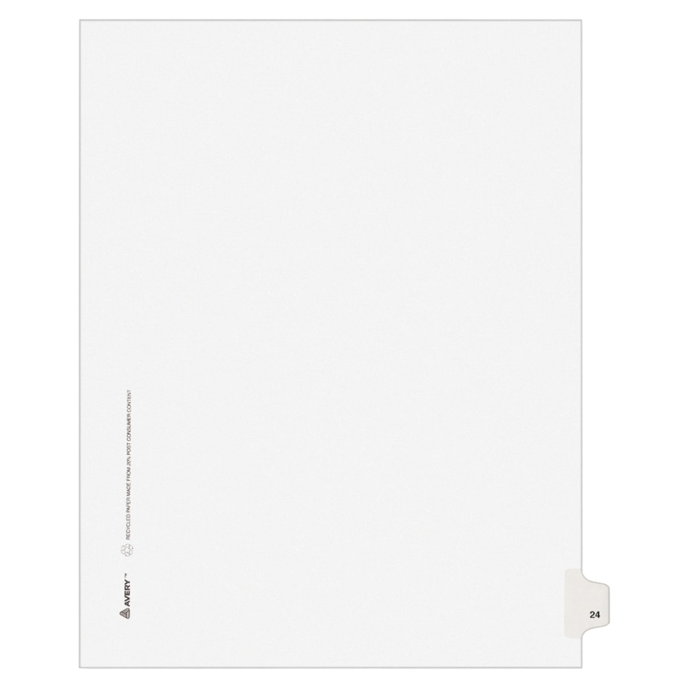 Avery Allstate-Style Collated Legal Exhibit Dividers, 8 1/2in x 11in, White Dividers/White Tabs, 24, Pack Of 25 Tabs MPN:82222