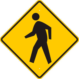 Brady® Pedestrian Crossing Pictogram Sign BLK/YLW HIP Reflective Alum 24