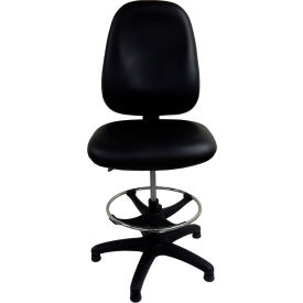 Shopsol™ Workbench High Back Chair w/ DLX Ergonomic Seat & Adjustable Footring Vinyl Black 1010928