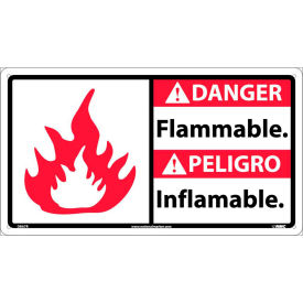 Bilingual Plastic Sign - Danger Flammable DBA7R