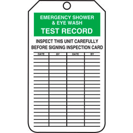 Accuform MGT207CTP Emergency Shower & Eyewash Test Record Tag PF-Cardstock 25/Pack MGT207CTP