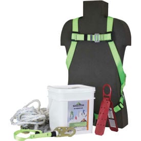 PeakWorks RK6-25 Roofer's Fall Protection Kit - Harness 3' Shock Absorbing Lanyard 25' Lifeline V8257272