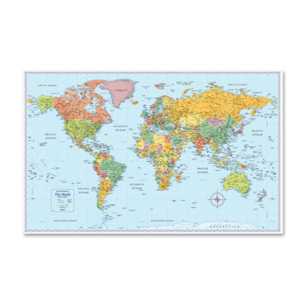 Rand McNally World Wall Map, 32in Width x 50in Height (Min Order Qty 4) MPN:0528012754